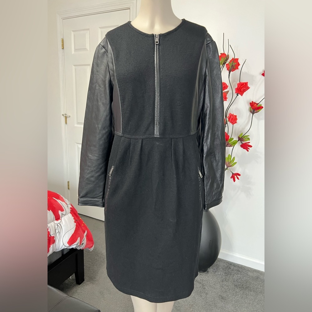 Burberry leather and wool dress